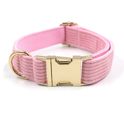 collier chien - ROSE Velours côtelé