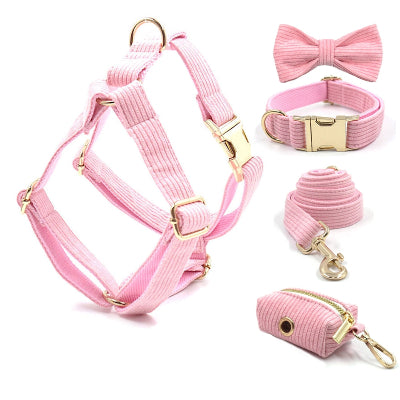 Harnais chien- ROSE Velours côtelé