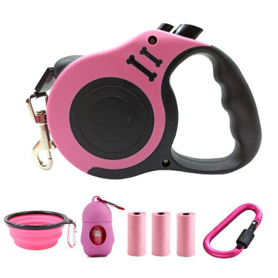 Ensemble de laisse pour chien rétractable rose