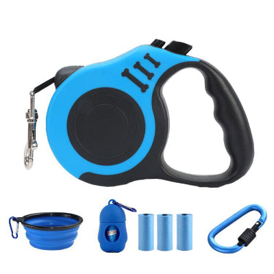 Ensemble de laisse pour chien rétractable bleu