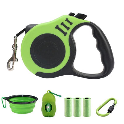 Ensemble de laisse pour chien rétractable vert