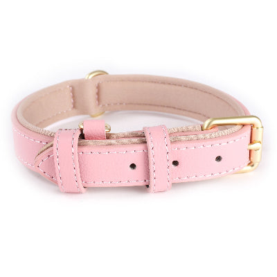 Collier cuir chien rose