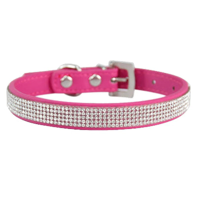 COLLIER CHIEN-Crystal ROSE ROUGE