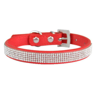 COLLIER CHIEN-Crystal ROUGE