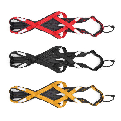 harnais de traction pour chien noir, rouge et jaune