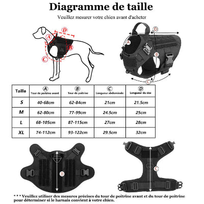 CHARTE DES TAILLE POUR Harnais pour chien-EliteK9™