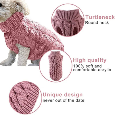 descriptif du pull pour chien en laine chaud pour hiver