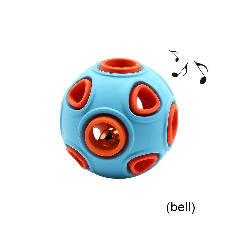 Balle pour chien  SONORE BLEU ET ORANGE AVEC TROUS