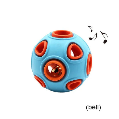 Balle pour chien  SONORE BLEU ET ORANGE AVEC TROUS